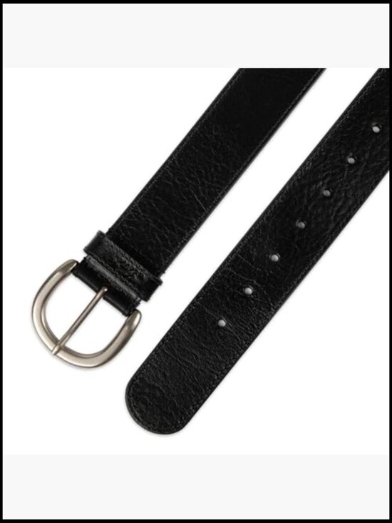 Round Cut Edge Logo Loop Jean Belt 1.5 Inch Leather
